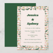 Invitation Retro Daisies Floral Garden Green Mariage unique (Devant / Derrière)