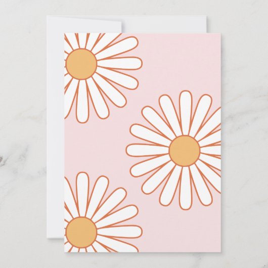 Invitation Retro Daisy Boho Orange Pink 50th Birthday (Dos)