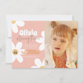 Invitation Retro Daisy Boho Super Girl Photo Anniversaire (Devant)
