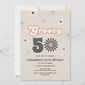 Invitation Retro Daisy Boho Terracotta Super 50e anniversaire (Devant)