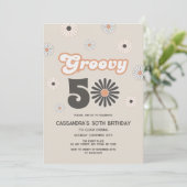 Invitation Retro Daisy Boho Terracotta Super 50e anniversaire (Debout devant)