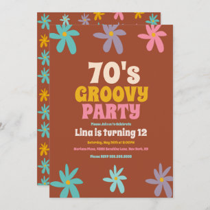 Invitation Retro Daisy Doodle Fleurs Super fête d'anniversair