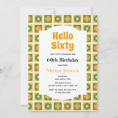 Invitation Retro Daisy Flower À damiers Bonjour Soixante Anni (Devant)