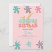 Invitation Retro Daisy Flower Sweet 16 fête d'anniversaire (Devant)