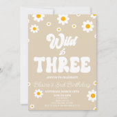 Invitation Retro Daisy Flower Wild & Trois 3e fête d'annivers (Devant)