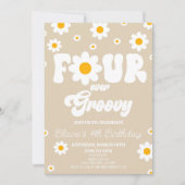 Invitation Retro Daisy Four Ever Super 4ème anniversaire (Devant)