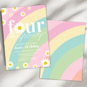 Invitation Retro Daisy Four Ever Super Rainbow 4e anniversair