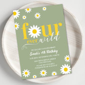 Invitation Retro Daisy Four Ever Wild Sage Green 4e anniversa