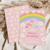 Invitation Retro Daisy Rainbow Faisons la fête Anniversaire