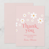 Invitation Retro Daisy Rose boho remerciement favori (Devant / Derrière)