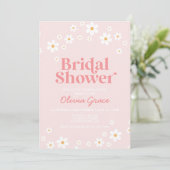 Invitation Retro Daisy rose nuptiale douche (Debout devant)