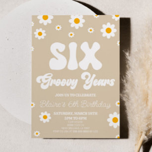 Invitation Retro Daisy Six années Super 6e fête d'anniversair