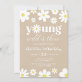 Invitation Retro Daisy Trois Floral 3e Anniversaire (Devant)