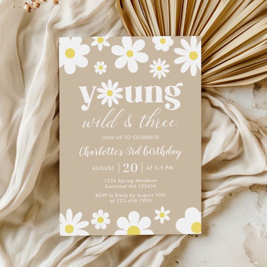 Invitation Retro Daisy Trois Floral 3e Anniversaire