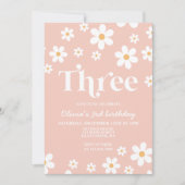 Invitation Retro Daisy TROIS Floral 3e Anniversaire Invitatio (Devant)
