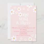 Invitation Retro Daisy Un Sauvage et trois Anniversaire (Devant)