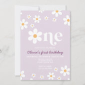 Invitation Rétro Daisy Une Florale 1er Anniversaire (Devant)