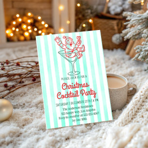 Invitation rétro de fête de cocktail de Noël Santa
