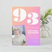 Invitation Retro Dégradé Rose 93e anniversaire (Debout devant)