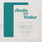 Invitation Retro Delight Turquoise Cream Mariage (Devant / Derrière)