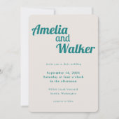 Invitation Retro Delight Turquoise Cream Mariage (Devant)