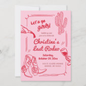 Invitation Retro Dernier Rodeo Cowgirl Bachelorette Partie (Devant)