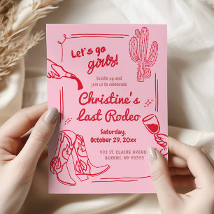 Invitation Retro Dernier Rodeo Cowgirl Bachelorette Partie