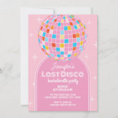 Invitation Retro Dernière Disco Cute Pink Arch Bachelorette P (Devant)