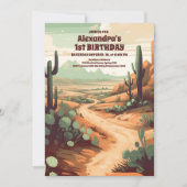 Invitation Retro Desert Cactus 1er anniversaire (Devant)