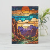 Invitation Retro desert scene Sedona mountains stainglass art (Debout devant)