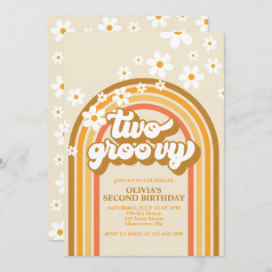Invitation Retro Deux Arc-en-ciel Super Orange Brown Annivers