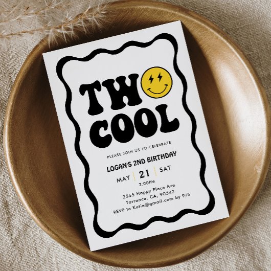 Invitation Retro Deux Cool Boy 2e fête d'anniversaire