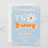 Invitation Retro Deux garçons Super 2e anniversaire (Devant)