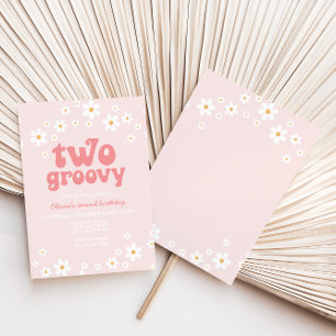 Invitation Retro Deux marguerite Super boho floral deuxième a