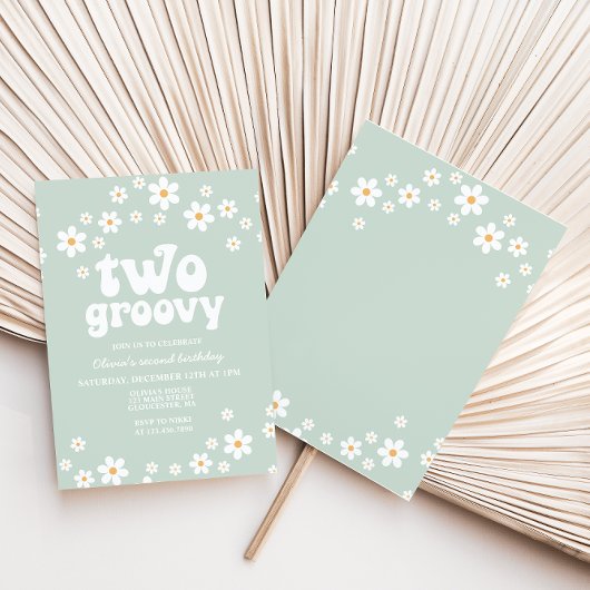 Invitation Retro Deux marguerite Super boho floral deuxième a