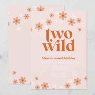 Invitation Rétro deux sauvages daisy boho deuxième anniversai