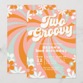 Invitation Retro Deux Super Deuxième Anniversaire (Devant / Derrière)