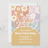 Invitation Retro Deux Super Sunshine Daisy Boho 2e anniversai (Devant)
