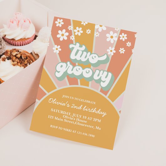 Invitation Retro Deux Super Sunshine daisy boho floral