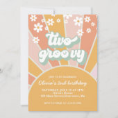 Invitation Retro Deux Super Sunshine daisy boho floral (Devant)