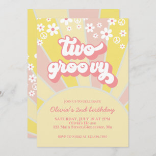 Invitation Retro Deux Super Sunshine marguerite boho floral I