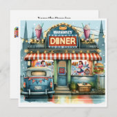 INVITATION RETRO DINER CINQUANTES (Devant / Derrière)