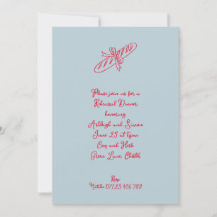Invitation Retro Dîner de répétition Baguette Bleue & Rouge