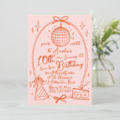 Invitation Retro Disco Ball Kids Birthday Party (Debout devant)