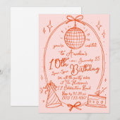 Invitation Retro Disco Ball Kids Birthday Party (Devant / Derrière)