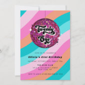 Invitation Retro Disco Ball Pink 21e anniversaire (Devant)