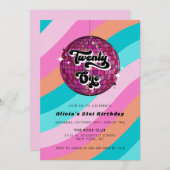 Invitation Retro Disco Ball Pink 21e anniversaire (Devant / Derrière)