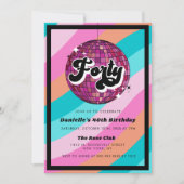 Invitation Retro Disco Ball Pink 40e anniversaire (Devant)