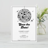 Invitation Retro Disco Ball Save The Date Black White (Debout devant)
