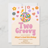 Invitation Retro Disco Ball Two Super 2e fête d'anniversaire (Devant)